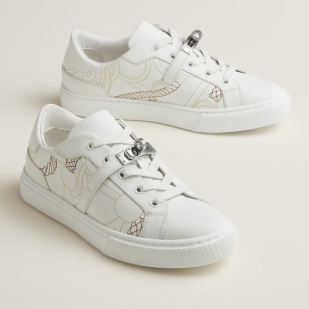 【美品】HERMES デッキシューズ 28-28.5cm向け ホワイト HERMES（エルメス） HERMES Climb High クライム Hロゴ スニーカー
